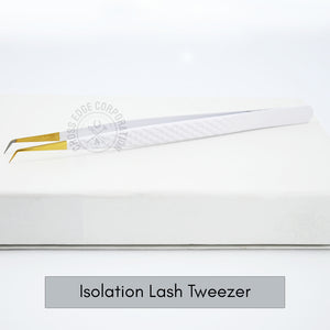 Fiber Tip Lash Tweezers - Matte White with Gold Tip