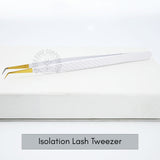 Fiber Tip Lash Tweezers - Matte White with Gold Tip