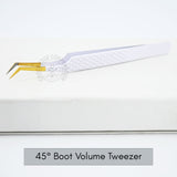Fiber Tip Lash Tweezers - Matte White with Gold Tip