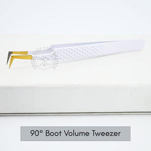 Fiber Tip Lash Tweezers - Matte White with Gold Tip