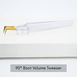 Fiber Tip Lash Tweezers - Matte White with Gold Tip
