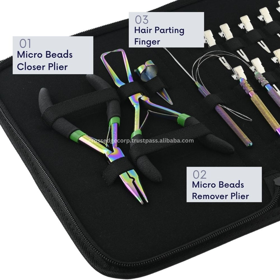 Hair extension tools including | Micro Beads Remover Pliers | Hair Styling clips