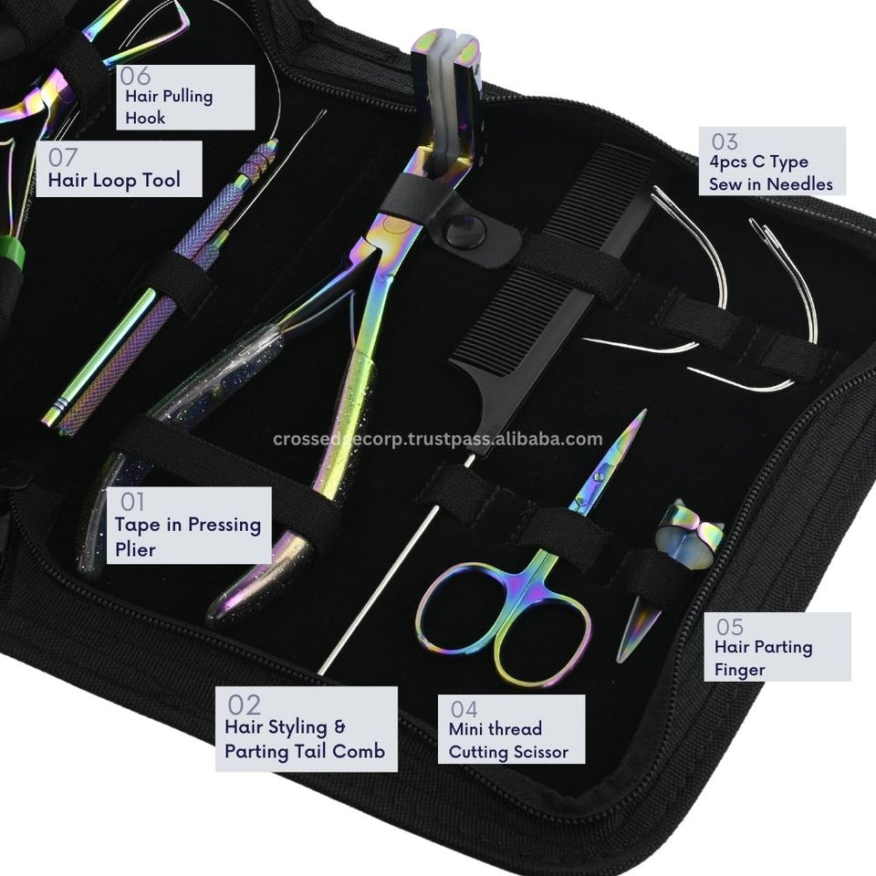 Rainbow All in one Hair extension tools | The Keratin Bond Cutter| Tape in Extension Plier - Cross Edge Corporation