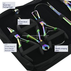 Rainbow All in one Hair extension tools | The Keratin Bond Cutter| Tape in Extension Plier - Cross Edge Corporation
