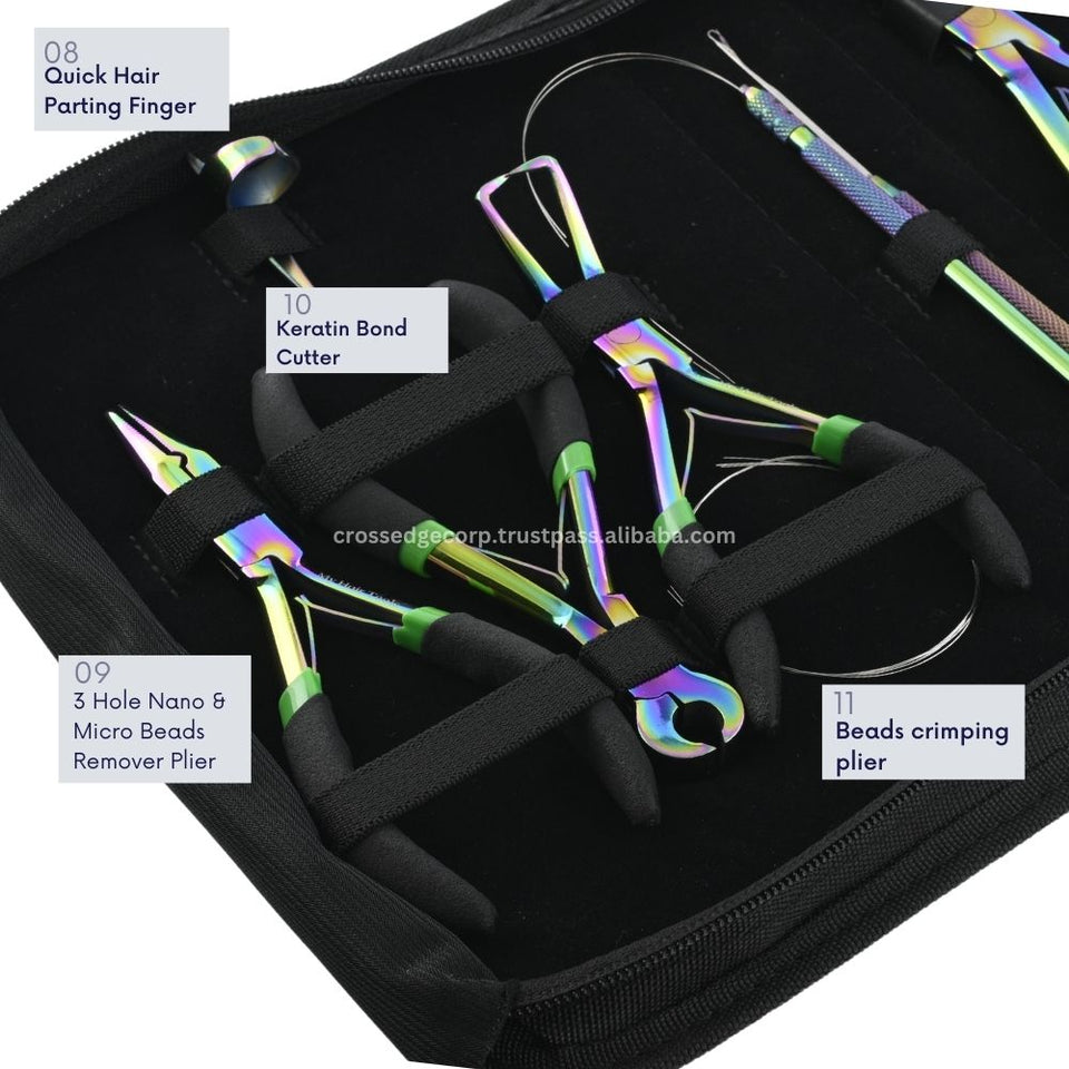 Rainbow All in one Hair extension tools | The Keratin Bond Cutter| Tape in Extension Plier - Cross Edge Corporation