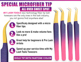 Beautiful Fiber Tip Lash Tweezers Eyelash Extension Tweezers for Lash Fiber Grip Tweezers (5pcs)
