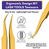 My Lash Tools Fiber Tweezers for Lash Extensions Boot & Isolation Eyelash Tweezer Set