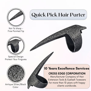 Hair Parting & Sectioning Ring Stainless Steel Finger Braiding Hair Pick Tools Quick Installation of Human Hair Extension Tools