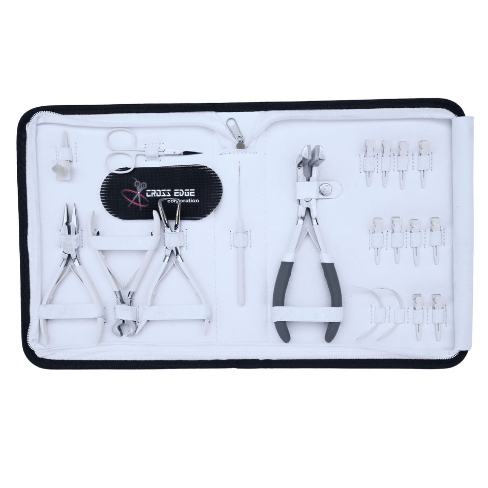 Hair Extension Tool Kit with Tape Press Plier, Bond Cutter & Crimping Tools - Cross Edge Corporation