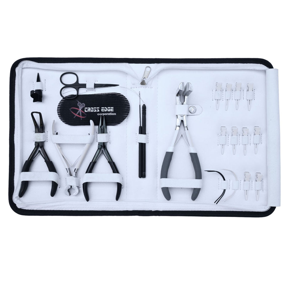 Hair Extension Tool Kit with Tape Press Plier, Bond Cutter & Crimping Tools - Cross Edge Corporation