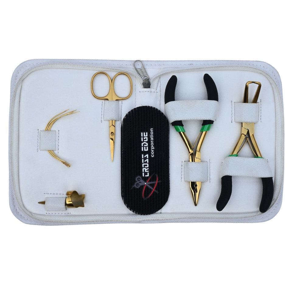 Hair Extension Tool Kit with Crimping Plier, Hair Velcro & Curved Mini Scissor - Cross Edge Corporation