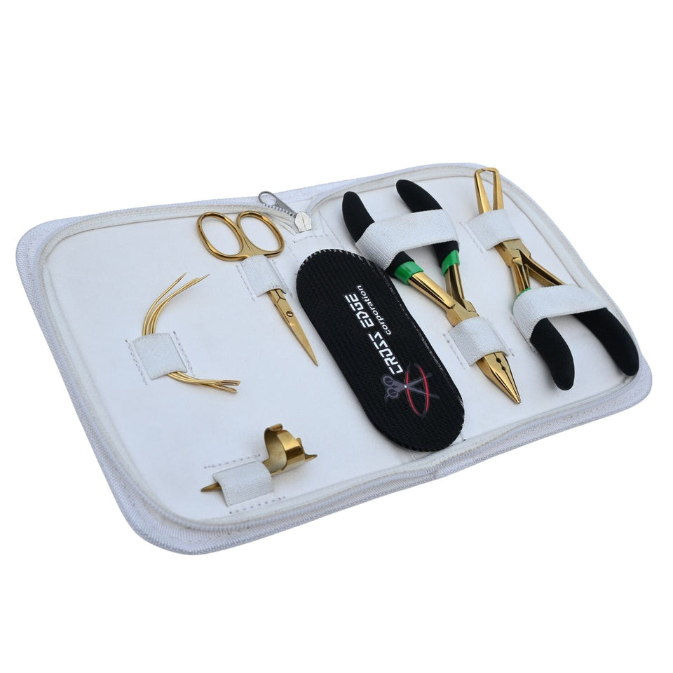 Hair Extension Tool Kit with Crimping Plier, Hair Velcro & Curved Mini Scissor - Cross Edge Corporation