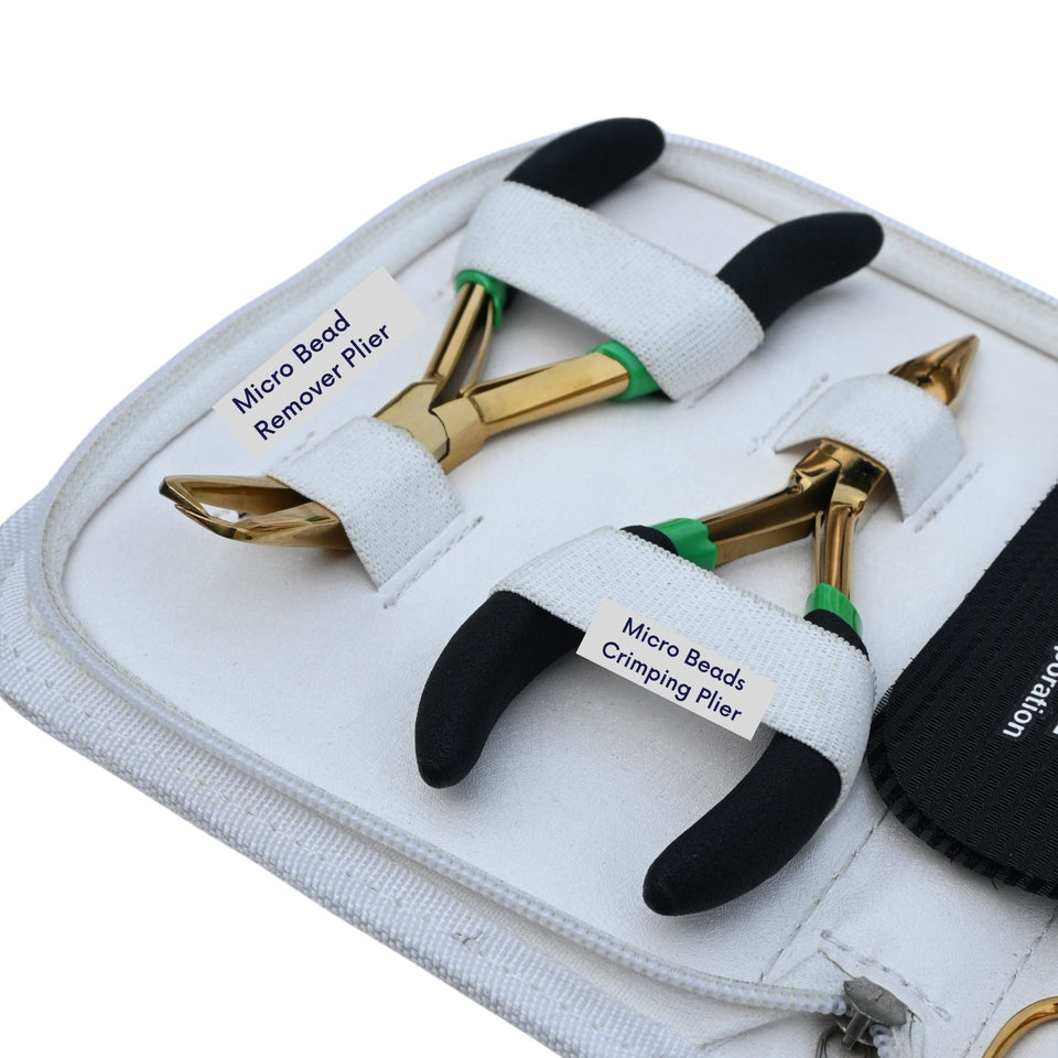 Hair Extension Tool Kit with Crimping Plier, Hair Velcro & Curved Mini Scissor - Cross Edge Corporation