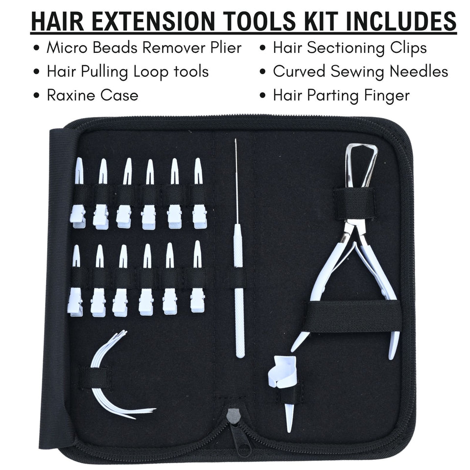 Hair Extension Tool Kit with Loop Tools, Bead Remover & Sectioning Clips - Cross Edge Corporation
