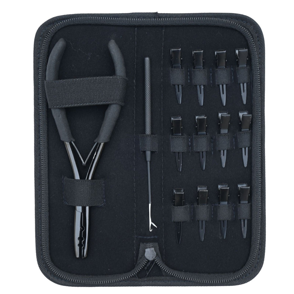 Hair Extension Tool Kit with Crimping Plier, Loop Tools & Sectioning Clips - Cross Edge Corporation