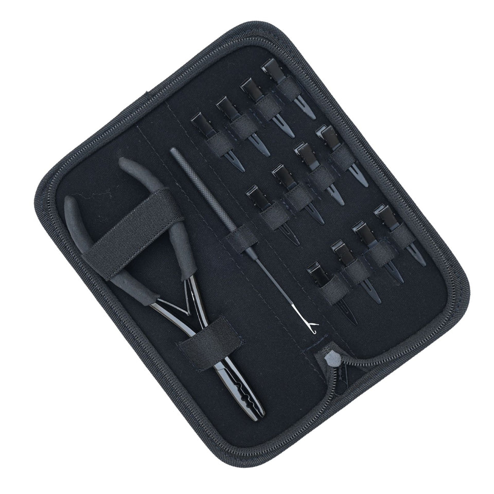Hair Extension Tool Kit with Crimping Plier, Loop Tools & Sectioning Clips - Cross Edge Corporation