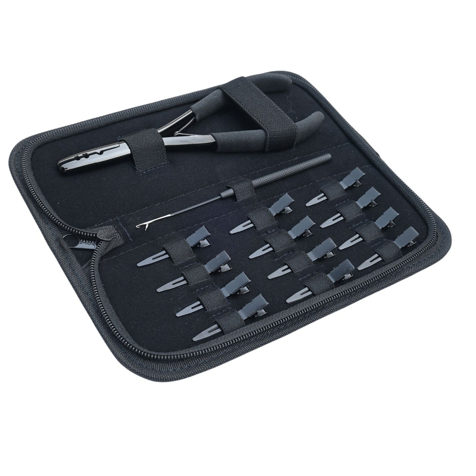 Hair Extension Tool Kit with Crimping Plier, Loop Tools & Sectioning Clips - Cross Edge Corporation