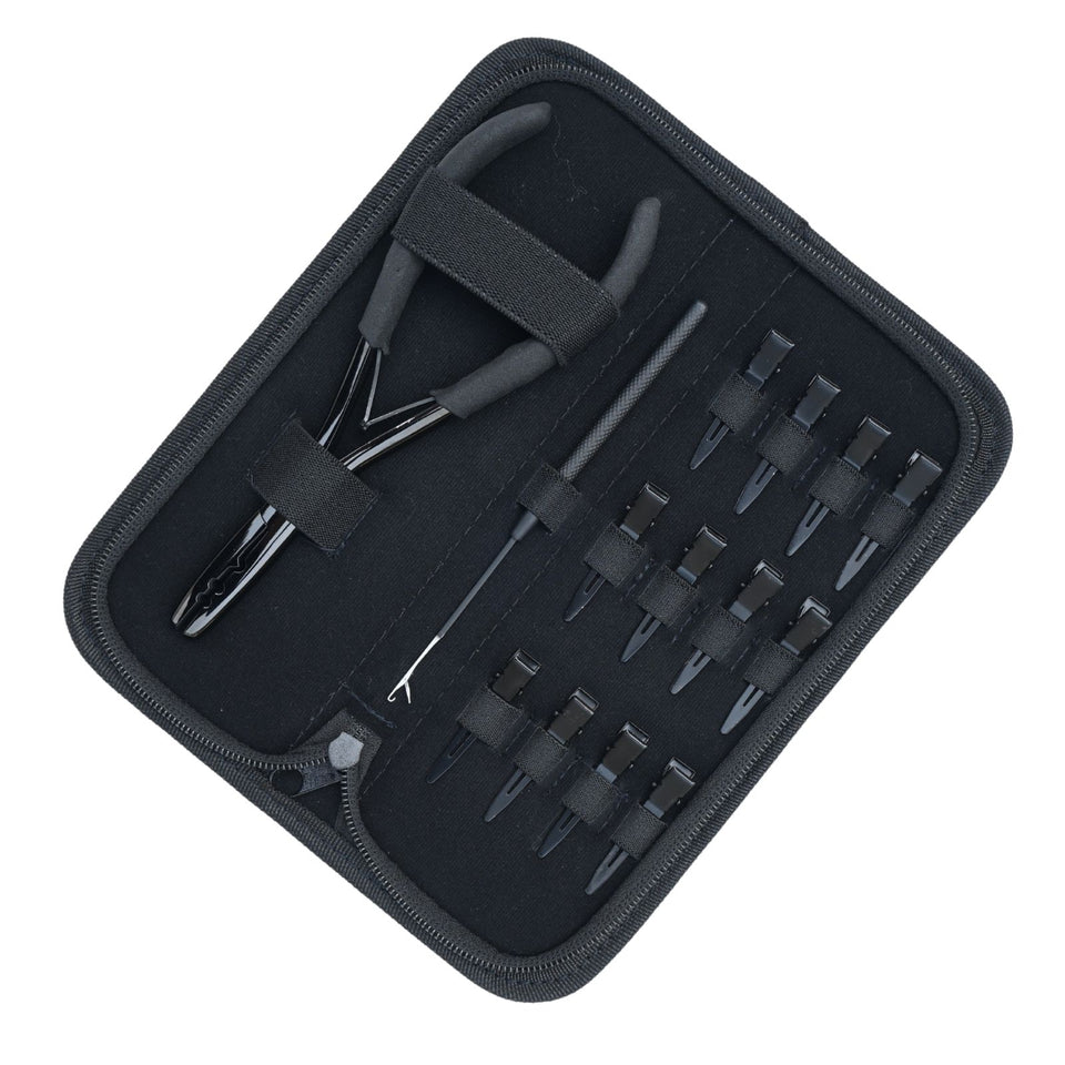 Hair Extension Tool Kit with Crimping Plier, Loop Tools & Sectioning Clips - Cross Edge Corporation