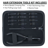 Hair Extension Tool Kit with Crimping Plier, Loop Tools & Sectioning Clips - Cross Edge Corporation