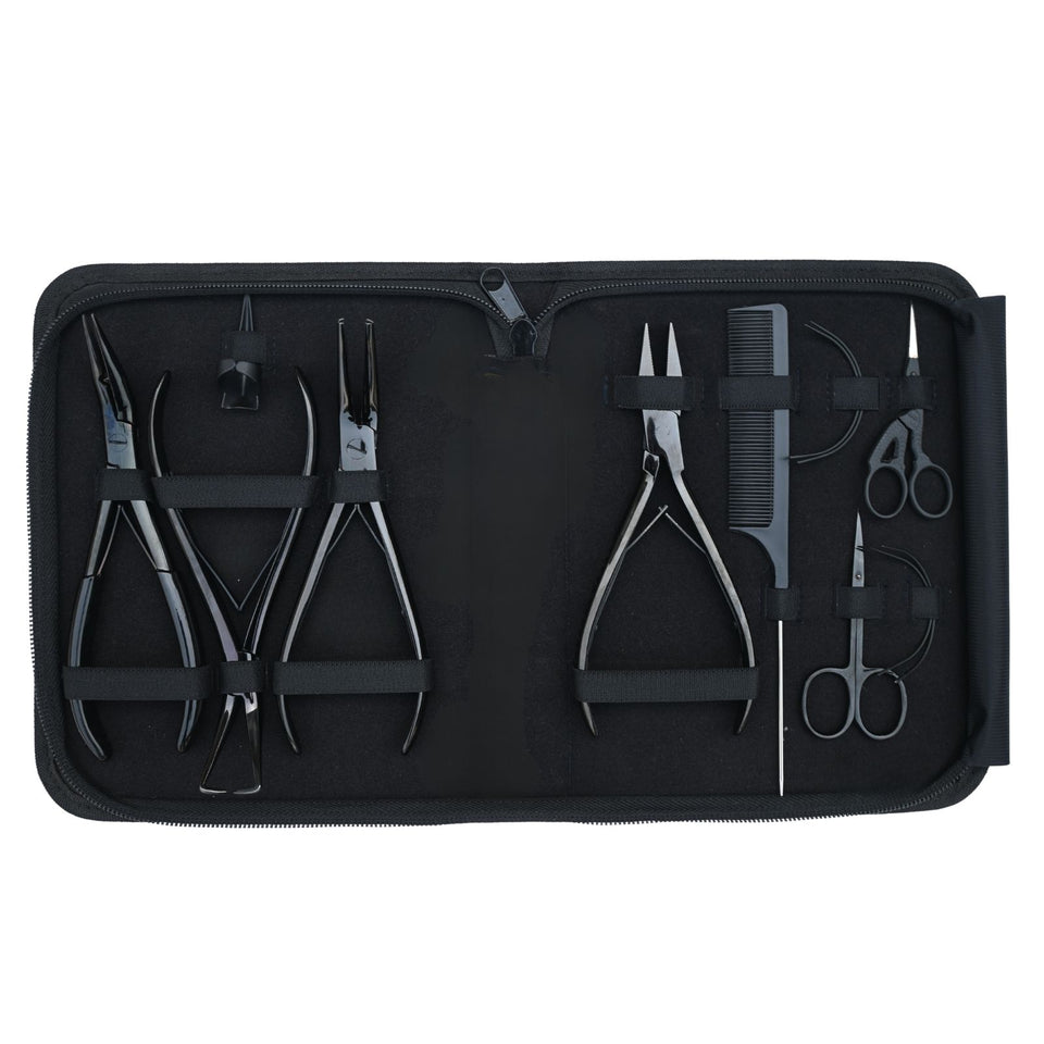 Hair Extension Tool Kit with 7 Inch Crimping Pliers, Curved Tape Tool - Cross Edge Corporation