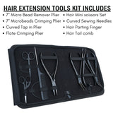 Hair Extension Tool Kit with 7 Inch Crimping Pliers, Curved Tape Tool - Cross Edge Corporation