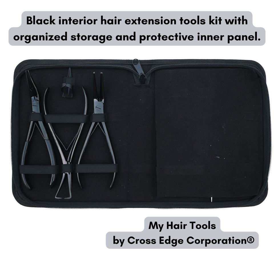 Hair Extension Tool Kit with 7 Inch Crimping Pliers, Curved Tape Tool - Cross Edge Corporation
