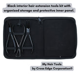 Hair Extension Tool Kit with 7 Inch Crimping Pliers, Curved Tape Tool - Cross Edge Corporation