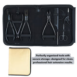 Hair Extension Tool Kit with 7 Inch Crimping Pliers, Curved Tape Tool - Cross Edge Corporation
