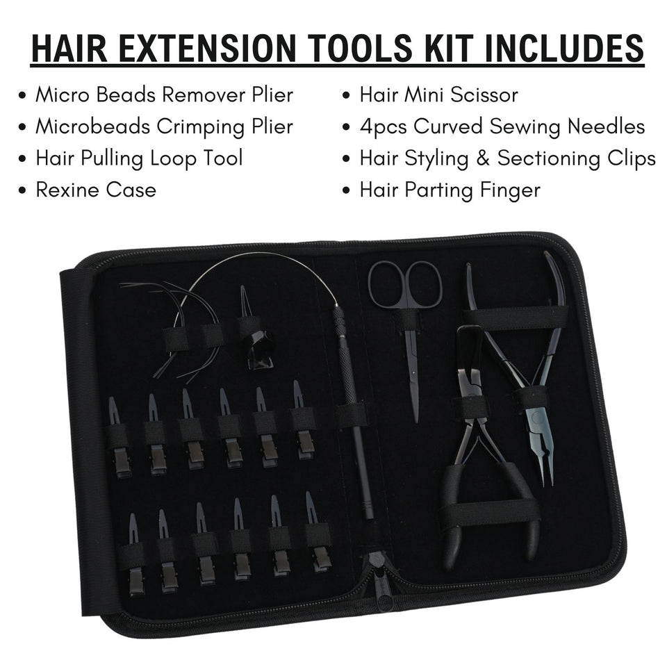 Hair Extension Tool Kit with Crimping Plier, Loop Tool & Curved Sewing Needles - Cross Edge Corporation