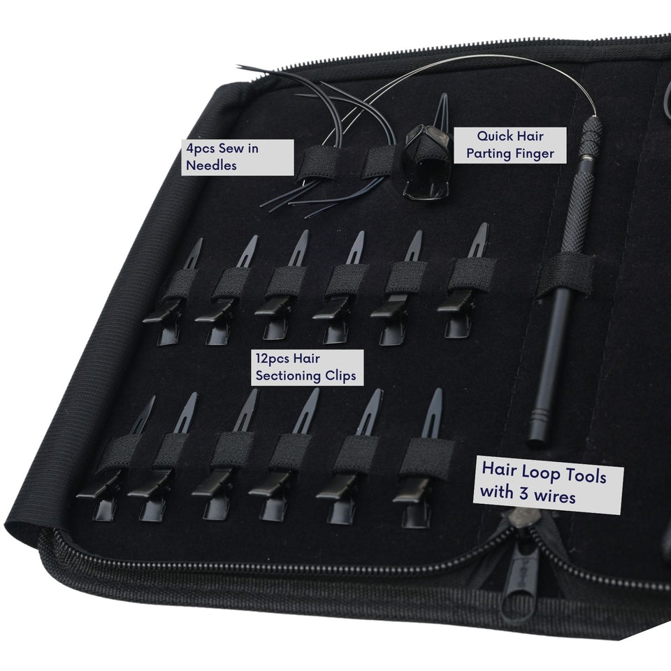 Hair Extension Tool Kit with Crimping Plier, Loop Tool & Curved Sewing Needles - Cross Edge Corporation
