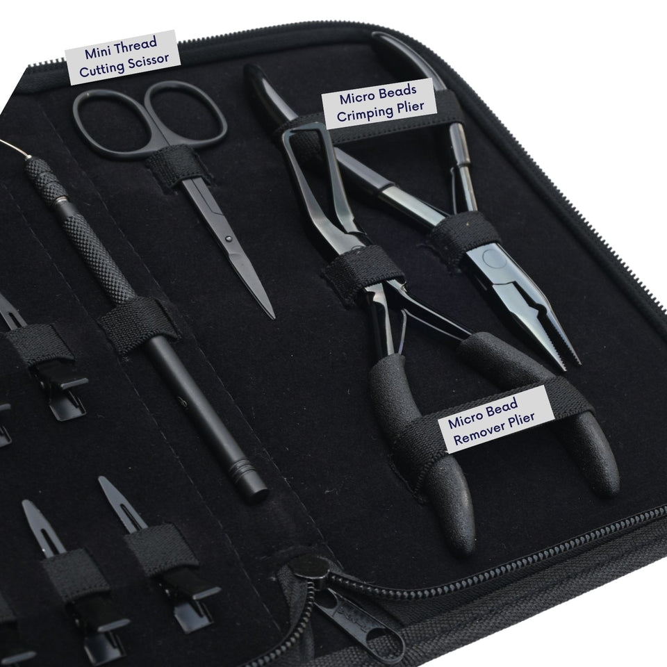 Hair Extension Tool Kit with Crimping Plier, Loop Tool & Curved Sewing Needles - Cross Edge Corporation