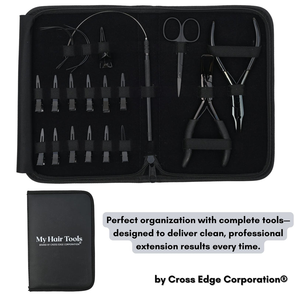 Hair Extension Tool Kit with Crimping Plier, Loop Tool & Curved Sewing Needles - Cross Edge Corporation