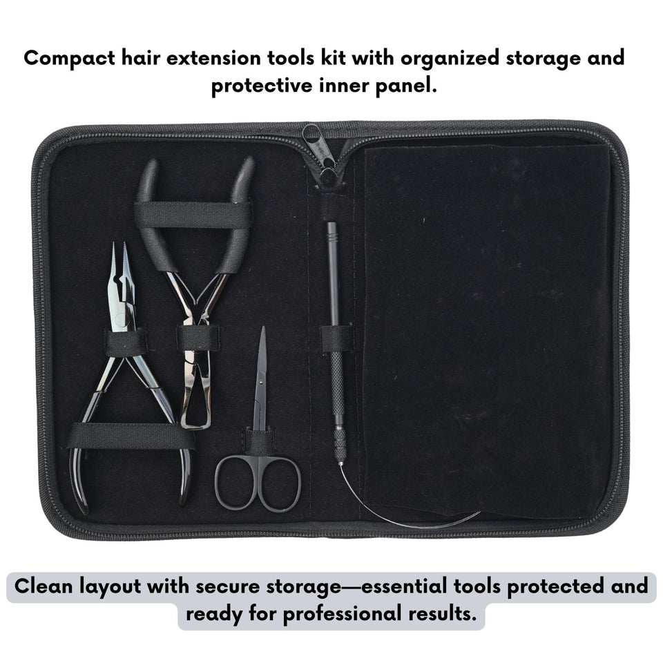 Hair Extension Tool Kit with Crimping Plier, Loop Tool & Curved Sewing Needles - Cross Edge Corporation
