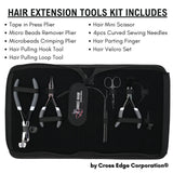 Hair Extension Tool Kit with Tape Press Plier, Pulling Hook Loop Tools - Cross Edge Corporation