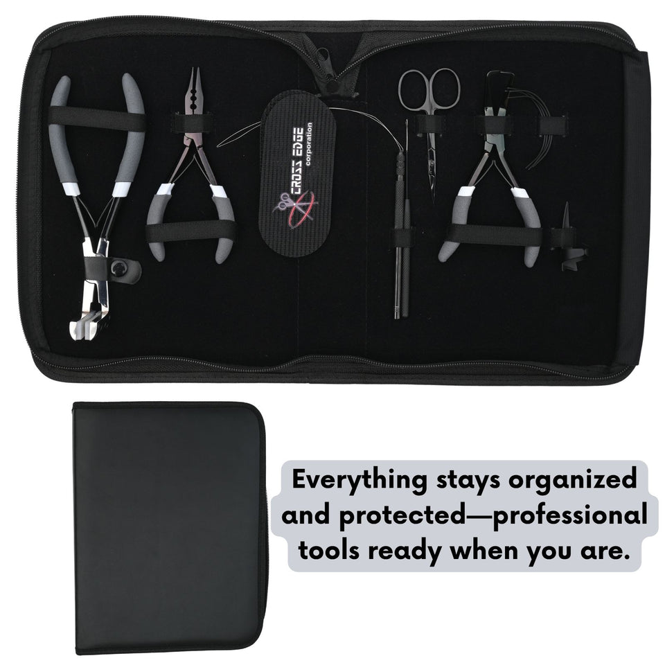 Hair Extension Tool Kit with Tape Press Plier, Pulling Hook Loop Tools - Cross Edge Corporation