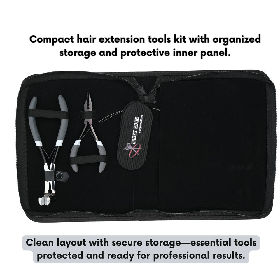 Hair Extension Tool Kit with Tape Press Plier, Pulling Hook Loop Tools - Cross Edge Corporation