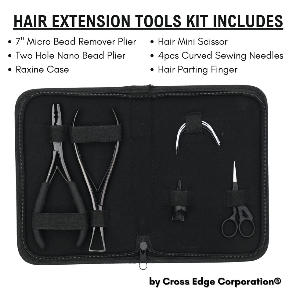 Hair Extension Tool Kit with 7 Inch Bead Remover & Two Hole - Cross Edge Corporation