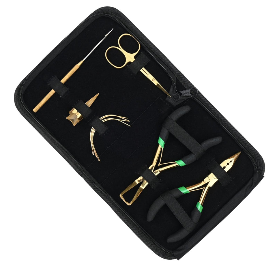 Hair Extension Tool Kit with 3 Hole Nano Bead Crimper & Hook Tool Set - Cross Edge Corporation