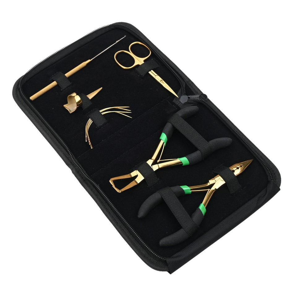 Hair Extension Tool Kit with 3 Hole Nano Bead Crimper & Hook Tool Set - Cross Edge Corporation