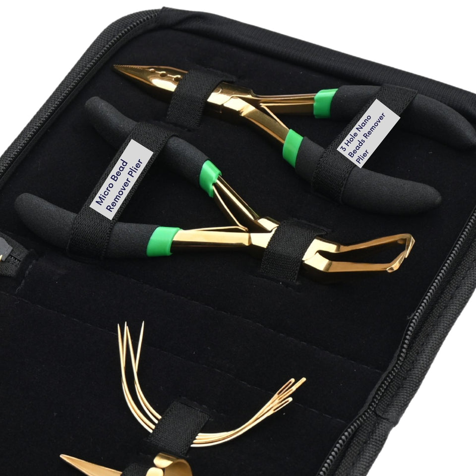 Hair Extension Tool Kit with 3 Hole Nano Bead Crimper & Hook Tool Set - Cross Edge Corporation