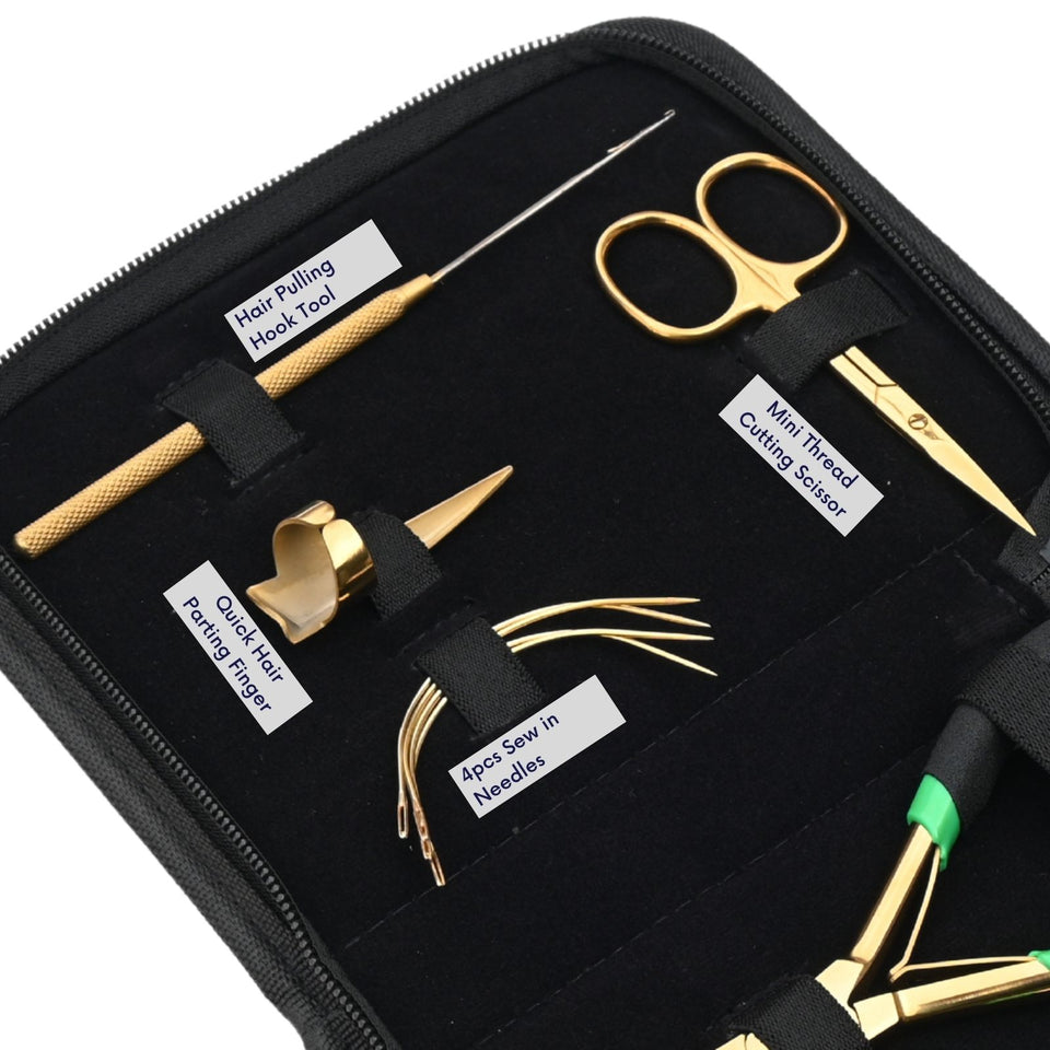 Hair Extension Tool Kit with 3 Hole Nano Bead Crimper & Hook Tool Set - Cross Edge Corporation