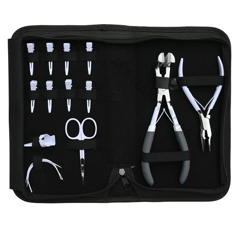 Hair Extension Tool Kit with Tape In Plier, Microbead Crimping & Salon Application - Cross Edge Corporation