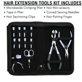 Hair Extension Tool Kit with Tape In Plier, Microbead Crimping & Salon Application - Cross Edge Corporation