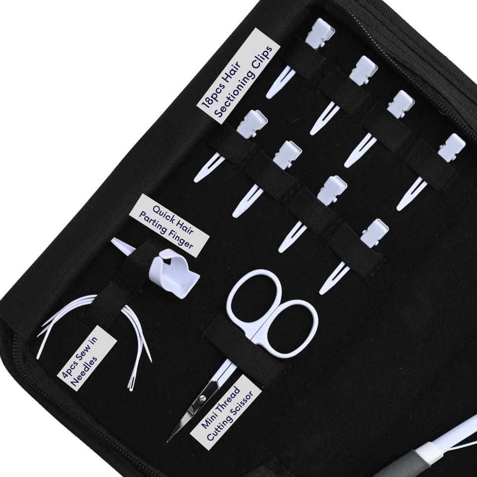 Hair Extension Tool Kit with Tape In Plier, Microbead Crimping & Salon Application - Cross Edge Corporation