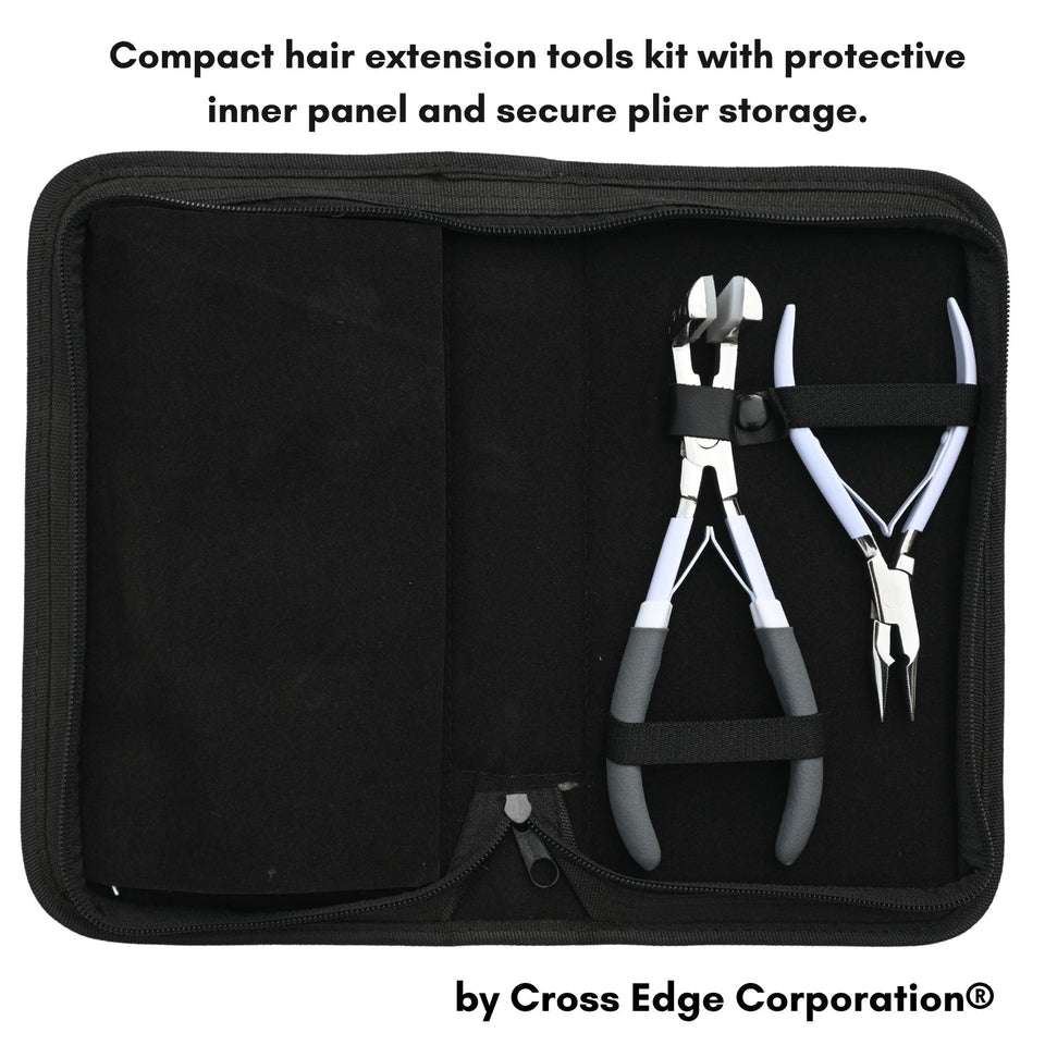 Hair Extension Tool Kit with Tape In Plier, Microbead Crimping & Salon Application - Cross Edge Corporation