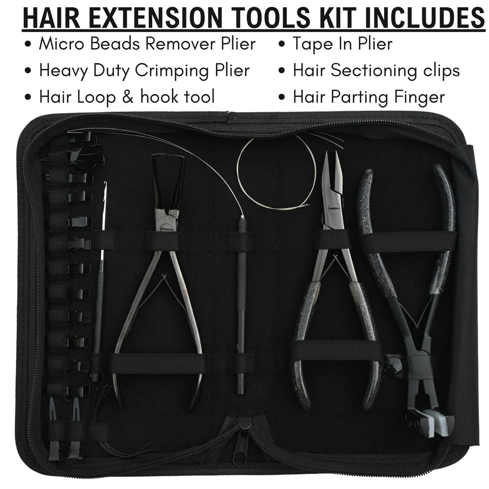 Hair Extension Tool Kit with Micro Bead Remover, Crimping Plier & Tape In Tools - Cross Edge Corporation