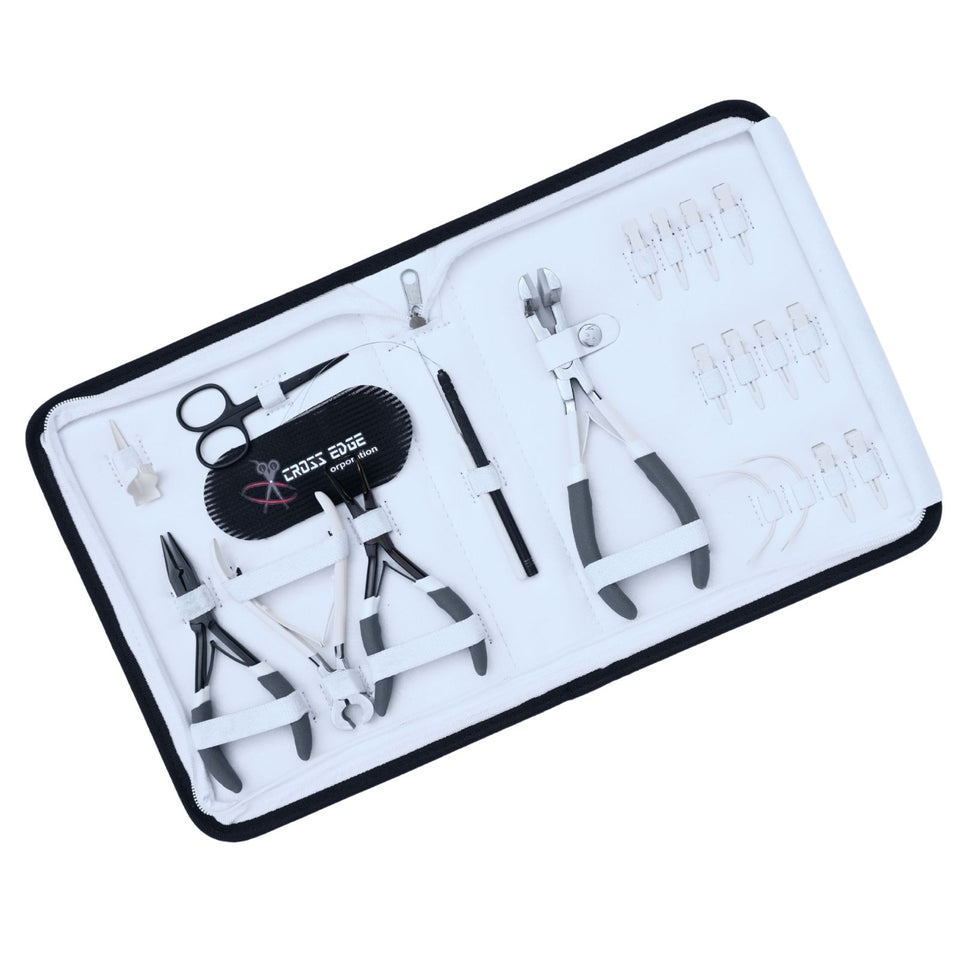 Hair Extension Tool Kit with Tape Press Plier, Bond Cutter & Crimping Tools - Cross Edge Corporation