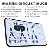 Hair Extension Tool Kit with Tape Press Plier, Bond Cutter & Crimping Tools - Cross Edge Corporation