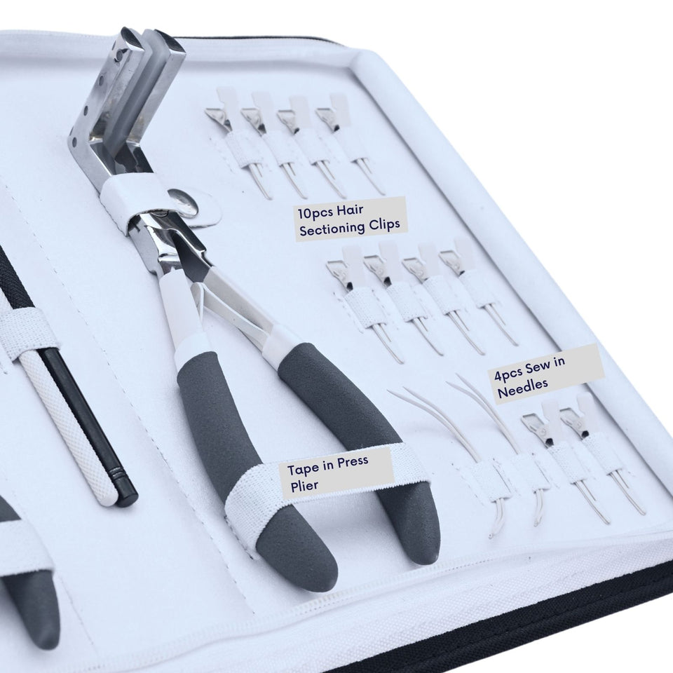 Hair Extension Tool Kit with Tape Press Plier, Bond Cutter & Crimping Tools - Cross Edge Corporation