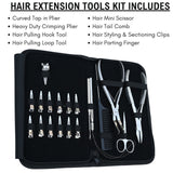 Heavy Duty Hair Extension Tool Kit with Curved Tape In Plier, Crimping Applicator - Cross Edge Corporation